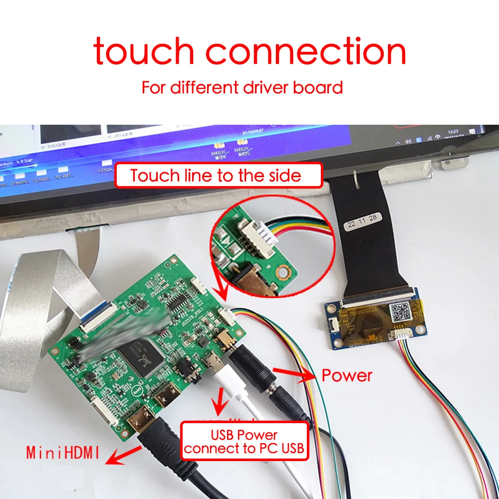 9.7/10.1/13.3/14/15/15.6/17.3 inch USB capacitive touch screen for 4K LCD portable display 10-point touch DIY laptop Monitor