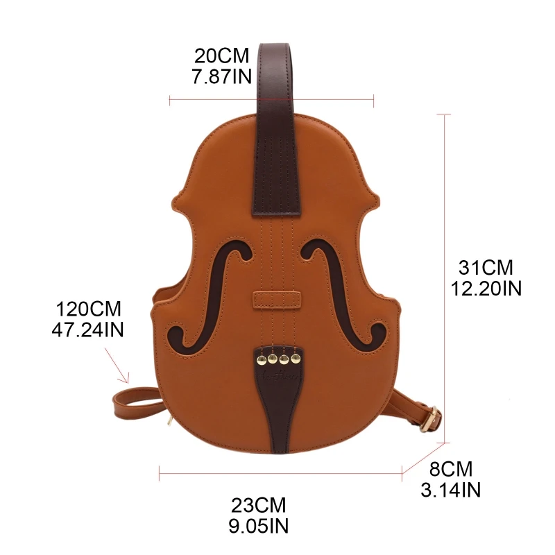 Women Violin Shape PU Leather Backpack Purse Fashion Handbag Travel Daypack College School Rucksack E74B