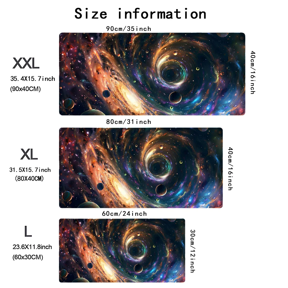 Mouse Pad Large Table Pad for Computer Galaxy Design Mousepad With Non-Slip Rubber Base Stitched Edge Deskpad PC Desk Mat