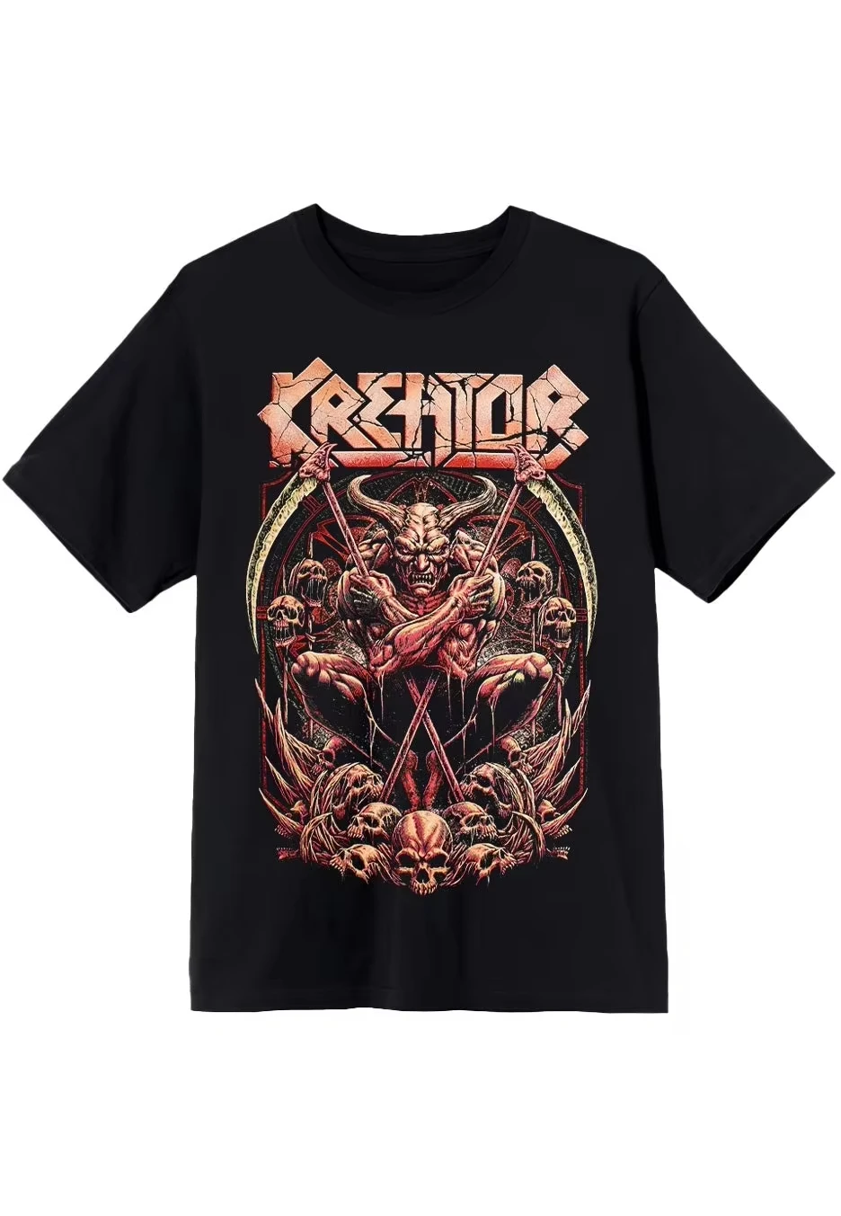

Luxury Brand Kreator Dark Art Pentagram Peripheral Pattern Printing Summer Cotton Men's and Women's T-Shirts Short Sleeve
