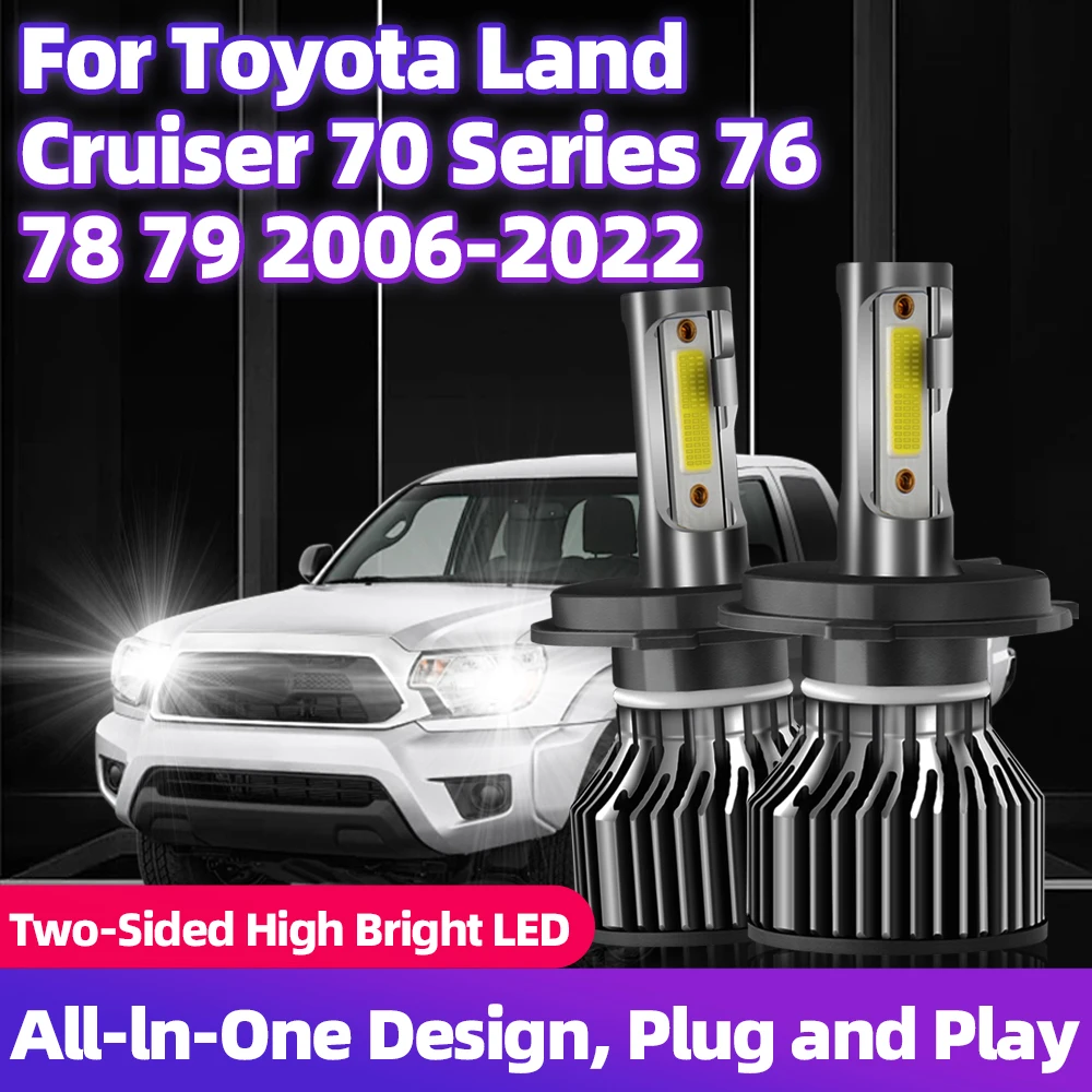 For Toyota Land Cruiser 70 Series 76 78 79 2006 2007 2008 2009 2010-2022 Car Headlight H4 HiLo Auto Bulb 12000LM 6000K Turbo 12V