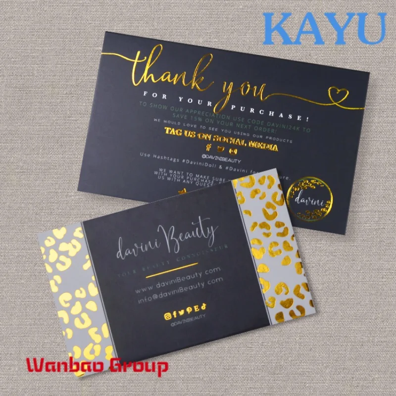 Custom  Luxury custom printing embossed 500gsm cotton paper cardboard name business card Luxury Thank You Card For Small Busines