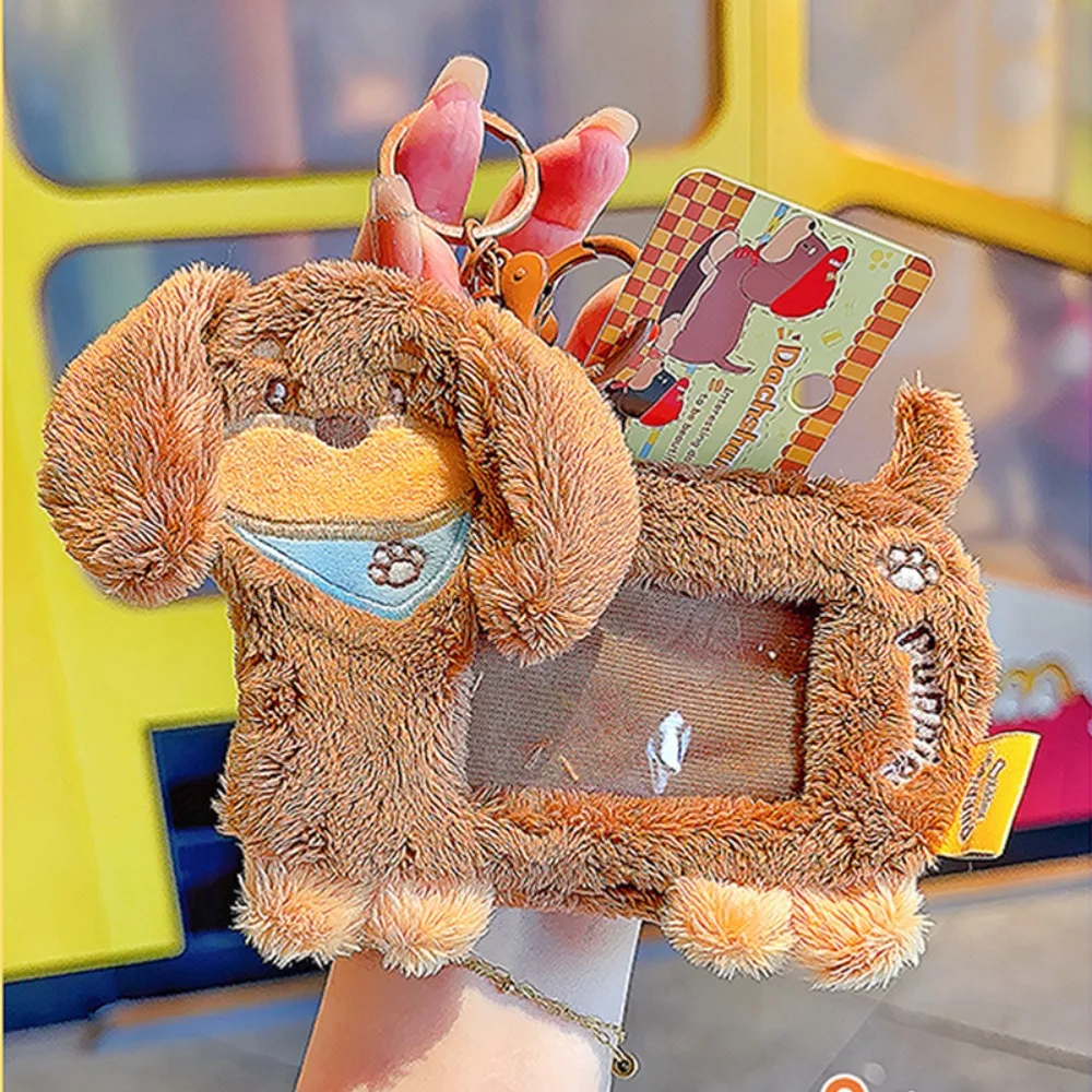 

Transparent Dachshunds Card Cover PP Cotton Dustproof Cartoon Animal Photocard Holder Soft PVC Plush Photo Protective Case