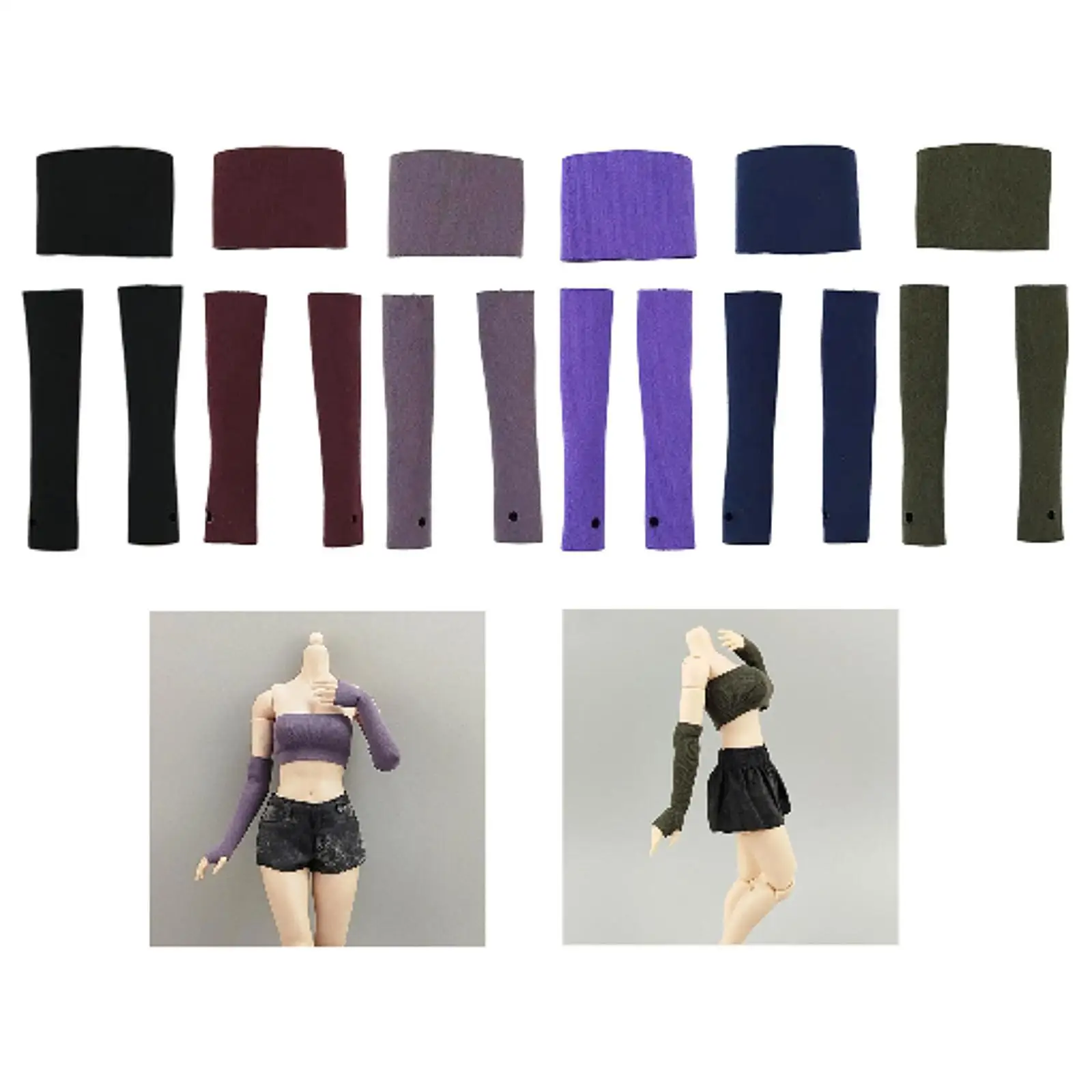 

1:6 Scale Womans Tube Top Actions Figure Clothing Handmade Doll Sleeve Set for 12'' Female Action Figure Dress up Accessories