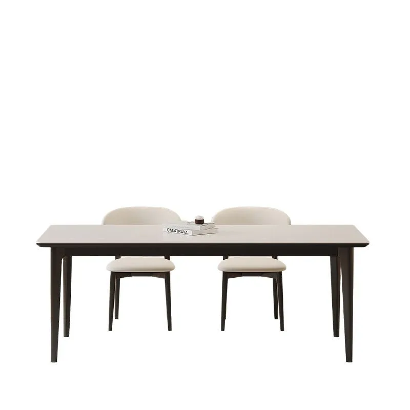 

Solid wood rock slab dining table black ash wood living room household small apartment modern simple dining table and chair comb
