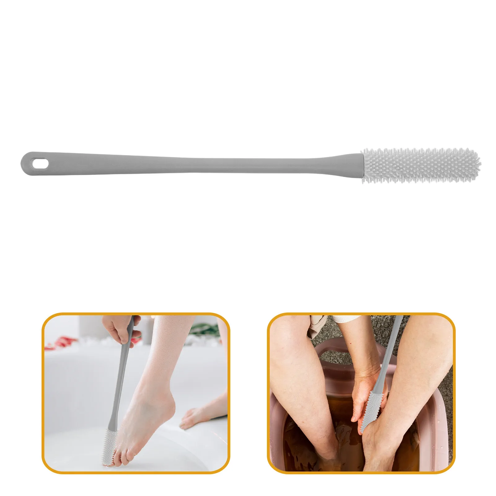 1Set Soft Foot Scrubber for Shower Rubber Material Exfoliating Foot Brush Long Handle Toe Cleaning Brush Feet Care Dead Skin