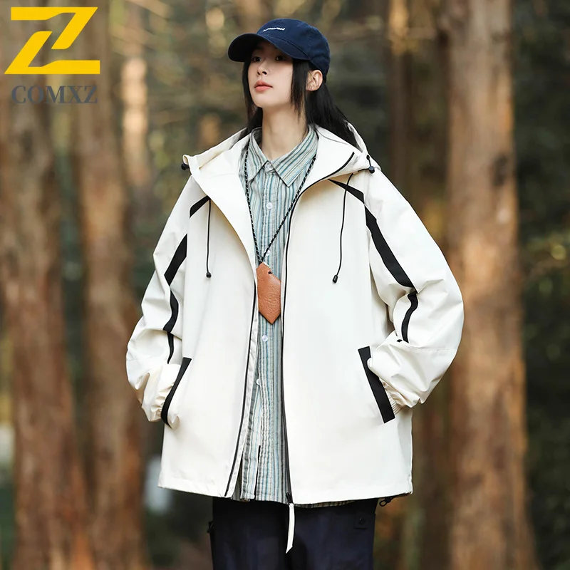 

Куртка для пар, весна-осень, новая модная универсальная ветрозащитная водонепроницаемая рабочая одежда, куртка с капюшоном, уличное пальто для кемпинга и пешего туризма