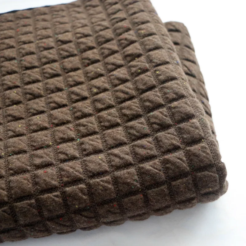 Soft and fluffy fabric for autumn and winter brown dots geometric jacquard stretch knitted waistcoat outerwear fabric