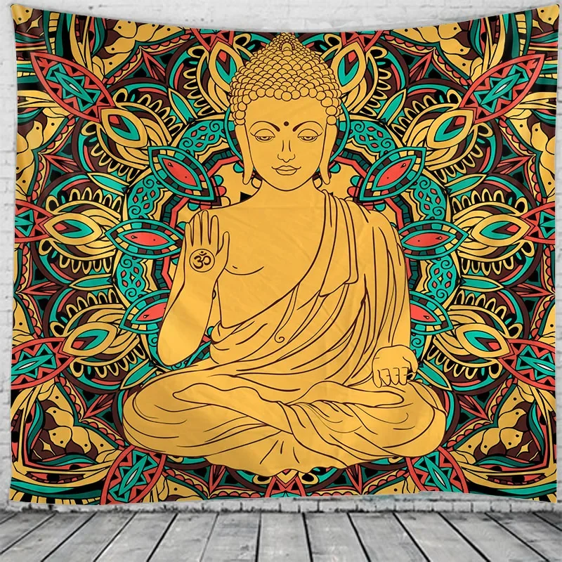 

Indian Buddha statue ancient Buddhist tapestry living room bedroom wall meditation psychedelic Yoga wall hanging Hippie Bohemian