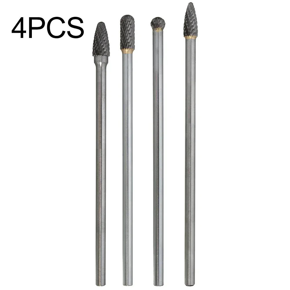 

4PCS Extended Rotary File Cylinder Grinding Head Tungsten Carbide Polishing Tool Kits Carving Bits Grinder Abrasive Tool