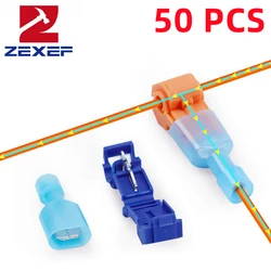 50 PCS,T-shaped Crimp Terminal,Electrical Connector,Connection Clamps,Quick-Free Stripping Plugs,Cable Connector Plug