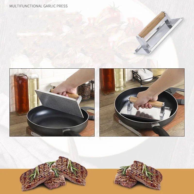 Stainless Steel Grill Press Grilling Tools Rectangular Bacon Press Steak Grill Weight Burger Shaper Patty Sandwich Press