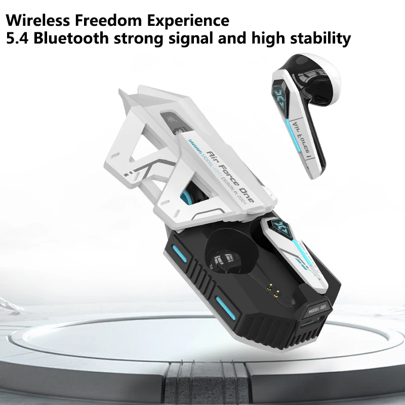 

Alien Mech Style Trendy Cool Bluetooth Earphones Noise Cancellation Light Effect Mechanical Design In-Ear Wireless Earbuds