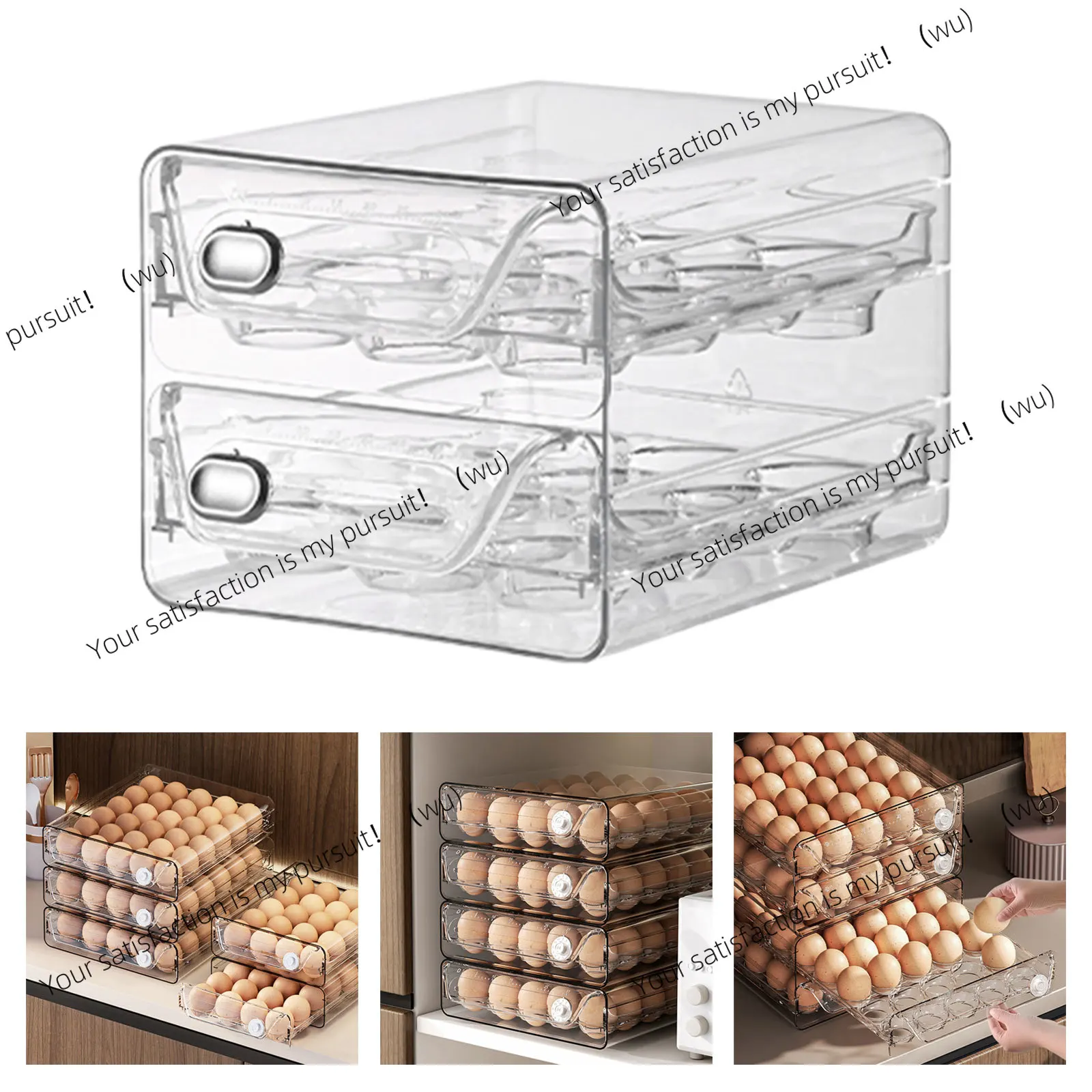 

24/40/60Egg Clear Double-Layer Drawer Egg Storage Box Stackable Egg Container for Refrigerator Specific Fresh-Keeping Box