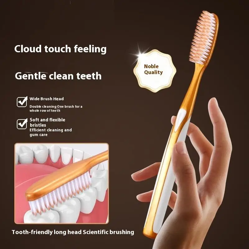 【A】6pcs Large Head Soft Bristled Toothbrush, Anti Slip Wide Design, With Extended U-Shaped Brush Head Portable Travel Use