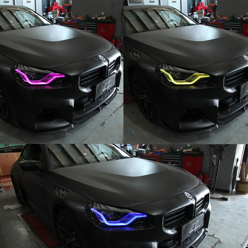 

J ONE for 2022-2024 BMW 2 Series G42 M2 G87 M235i M240 CSL Style RGB Yellow DRL Purple Red LED Plate Angel Eye Blue
