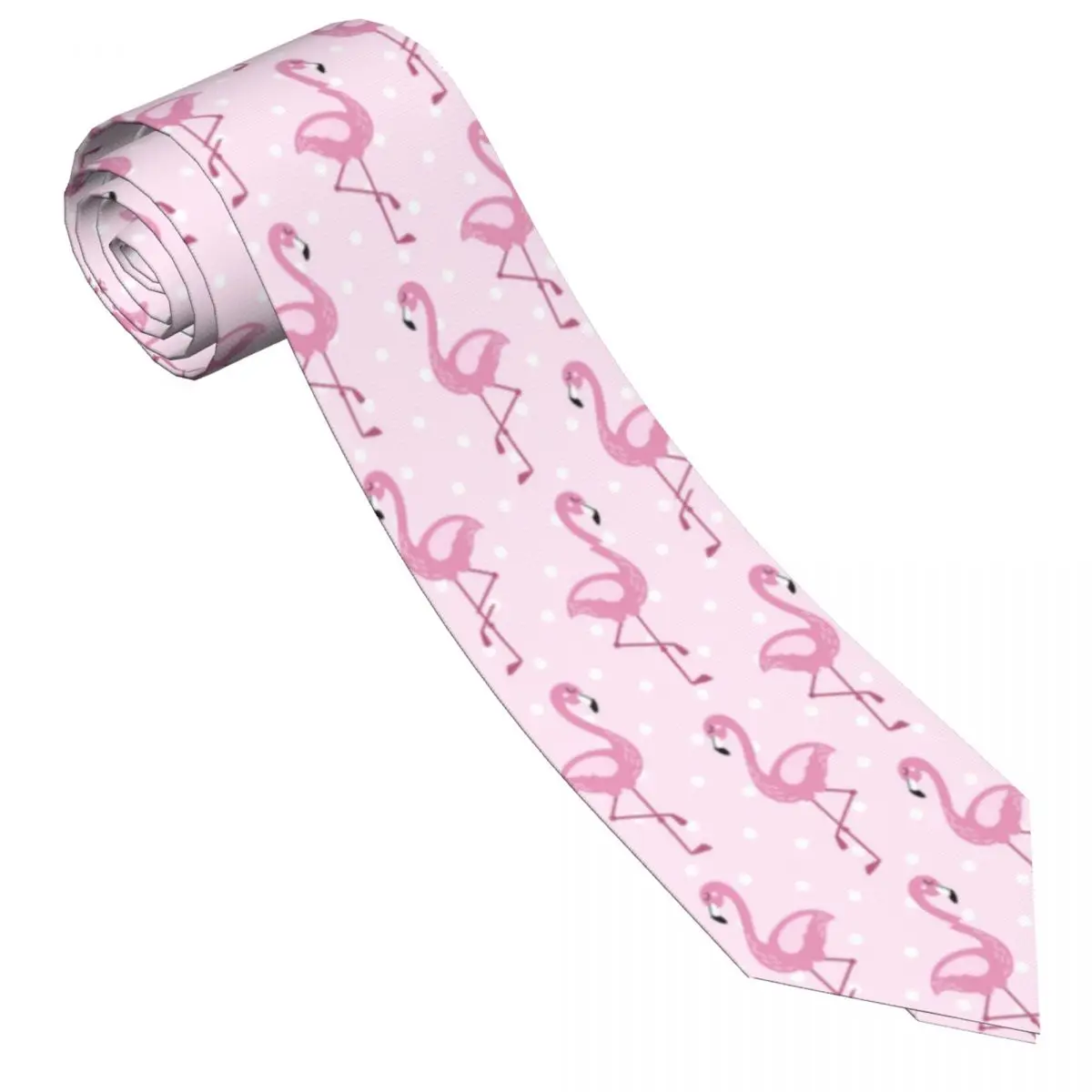 

Cute Flamingo Tie Polka Dots Doodle Custom DIY Neck Ties Retro Casual Collar Tie Male Daily Wear Necktie Accessories