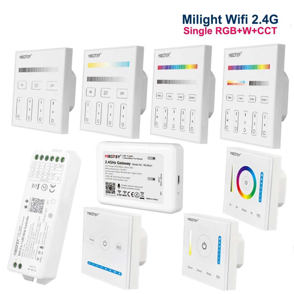 

Milight Miboxer Smart Controller WL5 WL-Box1 T1 T2 T3 T4 P1 P2 P3 RF 2.4G 5in1 WIFI Voice For Single Color CCT RGB RGBW Wireless