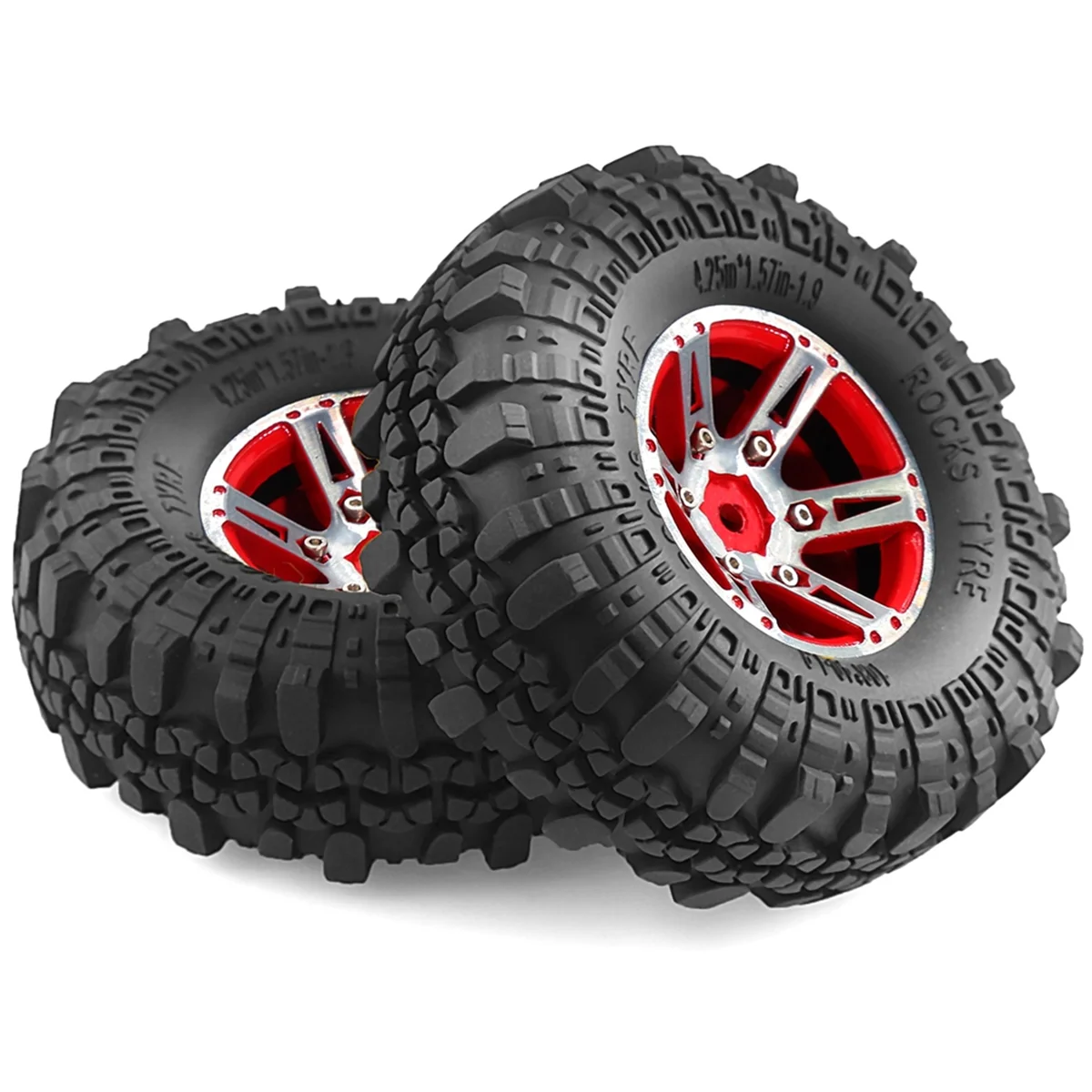 

AA85 4pc 108mm 1.9inch Beadlock Wheel Rim Rubber Tire Set for 1/10 RC Crawler Car for TRX4 D90 D110 Axial SCX10