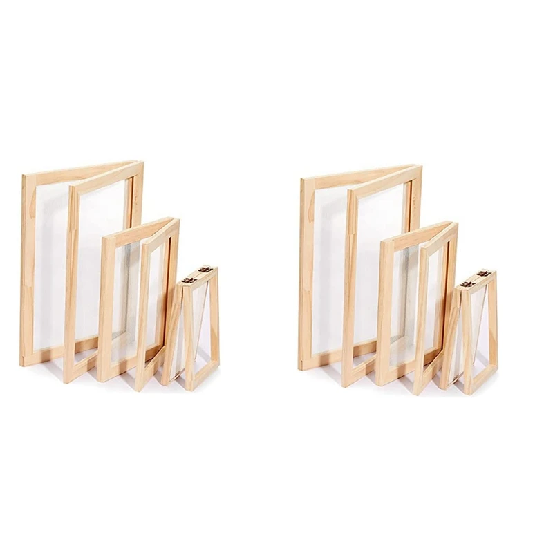 

6 Pieces Paper Wooden Paper Mold Making Screen Kit 3 Size Frames For DIY Paper Craft 12.7X17.8Cm 19.8X24.8Cm 24.8X33.0Cm