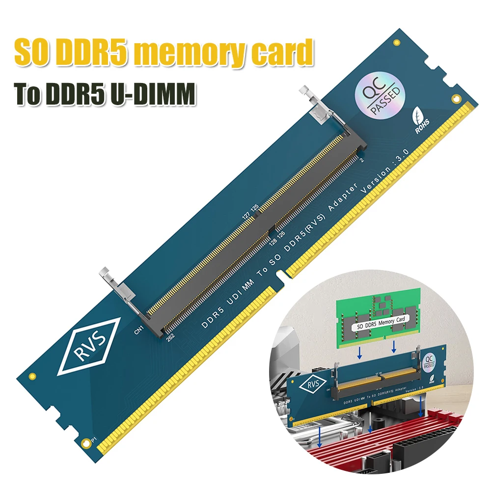 

Адаптер для ноутбуков SO DDR5 RAM на DDR5 U-DIMM для настольных ПК, с защитой от перегрузки по току, карта-адаптер памяти DDR5 для настольных ПК и ноутбуков
