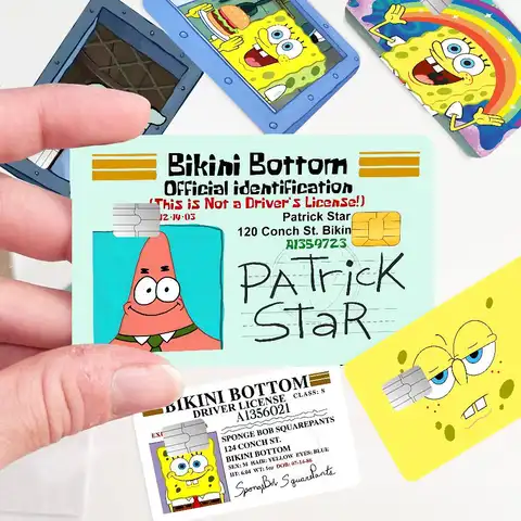 Classic Children Animation S-Spongebob Cartoon Credit Card Skin Stickers For Bank Card Bus Metro Card Sticker Waterproof Women