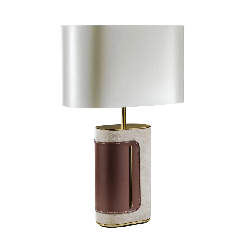 

Postmodern desk lamp, creative simplicity, living room bedroom leather creative bedside bedroom designer model room desk lamp