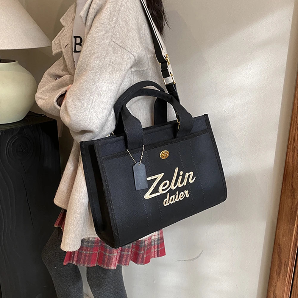 2024 Women's Canvas Square Shoulder Bag Letter Embroidered Tote Bag Large Capacity Crossbody Bag Luxury Brands Designer Handbags