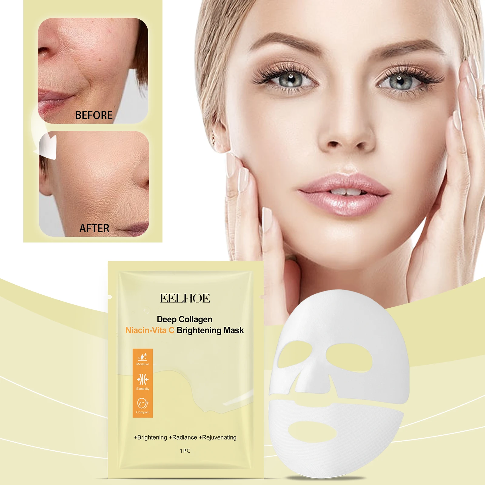 

Отбеливающая маска EELHOE Niacin с витамином С (сумка) Увлажняющая и увлажняющая кожу Маска для ежедневного ухода за кожей