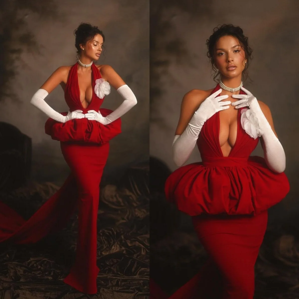 Sexy Mermaid Prom Dresses Women Halter Sleeveless Graduation Ceremony  Vestidos de Festia  Elegant Pleats Party Gowns