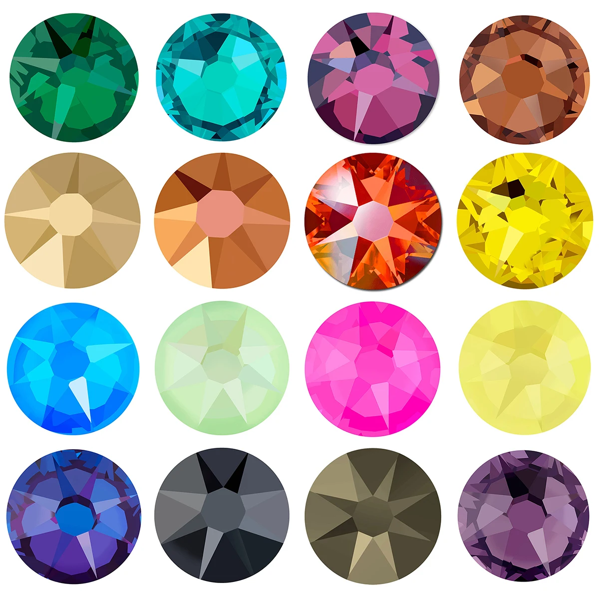 YANRUO 2088NOHF Glasrhinesteine Flache Diamant-Charms Kristall-Modeaccessoires für Kleidung
