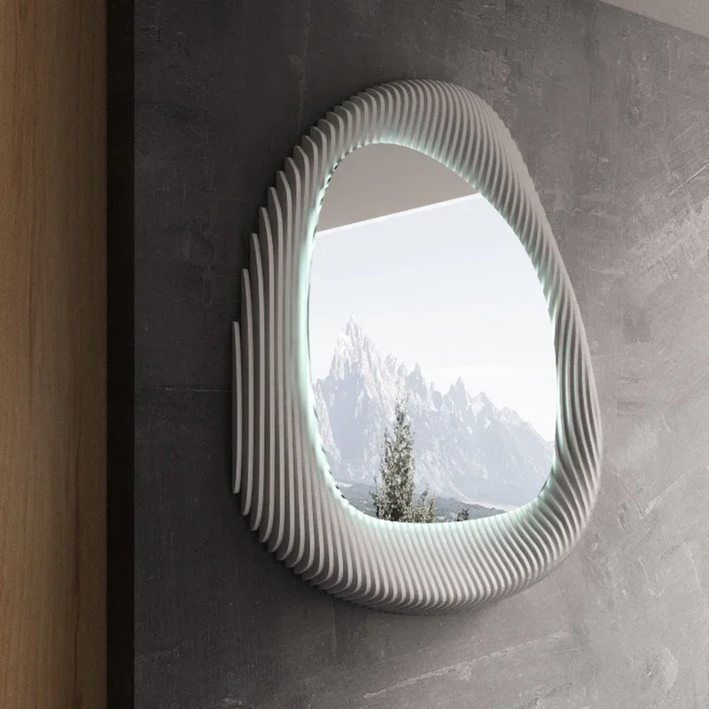 Pastoral decorative mirror, Nordic irregular hanging mirror art, living room entrance special-shaped makeup bathroom mirror