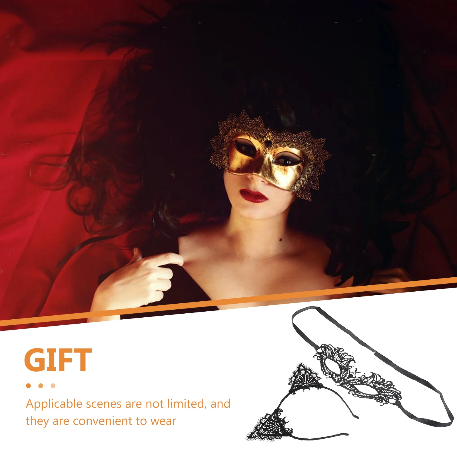 

1 set Halloween Lace Headband Eyemask Set Party Costume Mask Glasses Decor Cosplay Fancy Dress Performance Hair Hoop Accessories