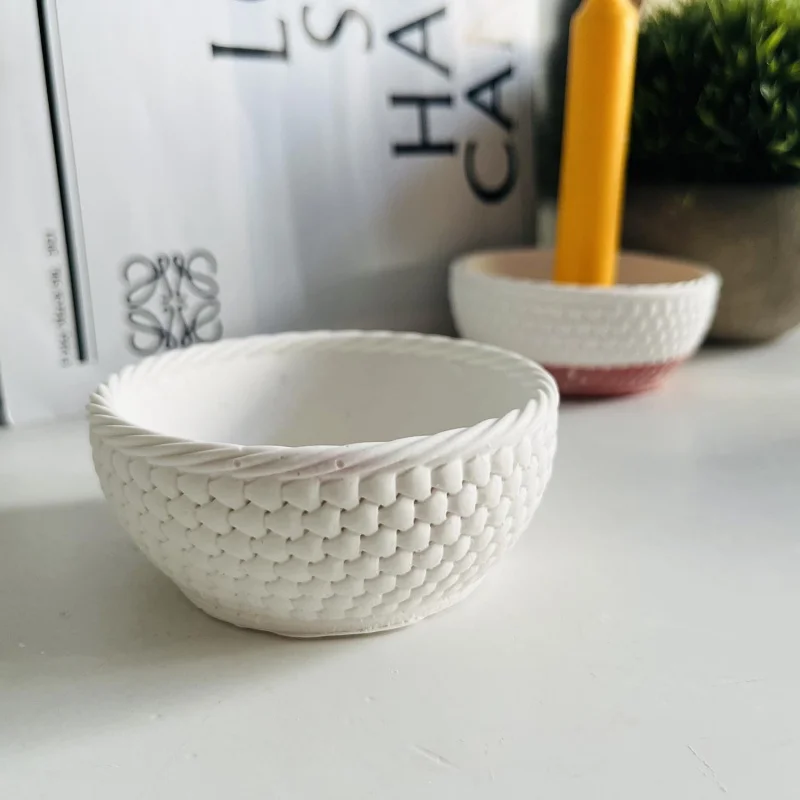 Woven Basket Flower Pot Silicone Mold Succulent Pot Storage Bowl Gypsum Mold Wax Mold Cement Mold