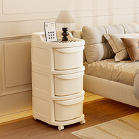 Multi-layer Mobile Storage Rack with Wheels Drawer-Type Trolley Mobile Bedroom Bedside Table Toys Snacks Organizer Shelf