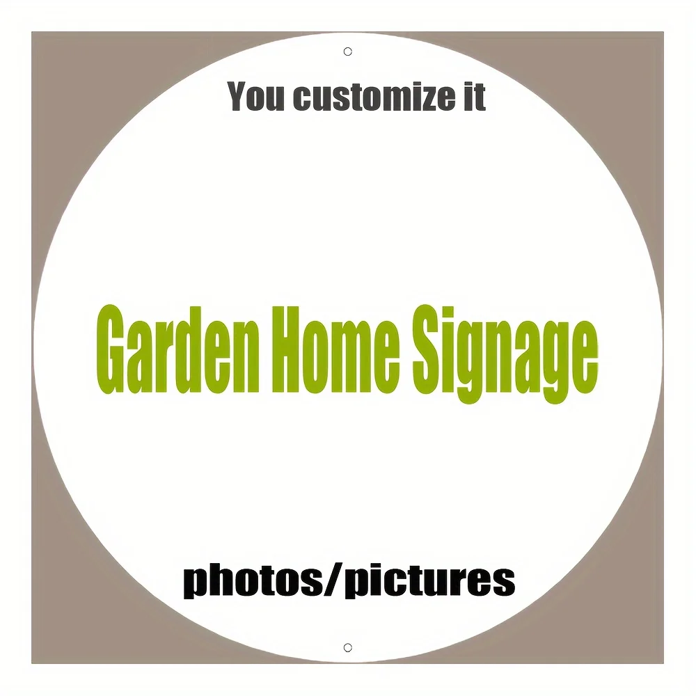 Individuelles Rundes Metallschild Personalisiertes Foto-Text Aluminium-Blechschild 20cm Wanddekoration für Haus und Garten