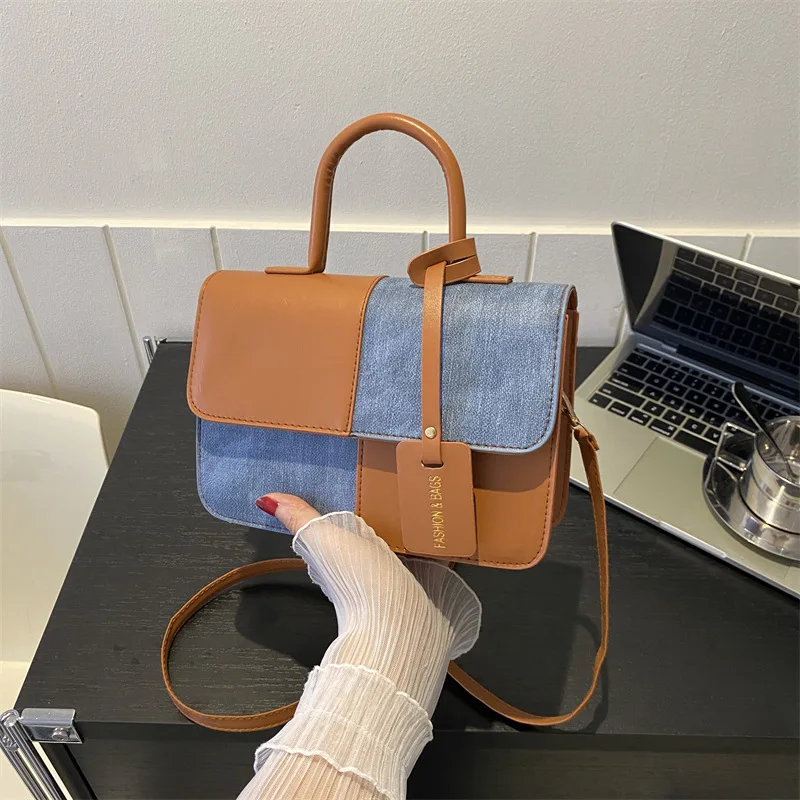 Petit sac carré coloré épissé pour femme, sac à bandoulière pour femme, sac MON, nouveau, mode