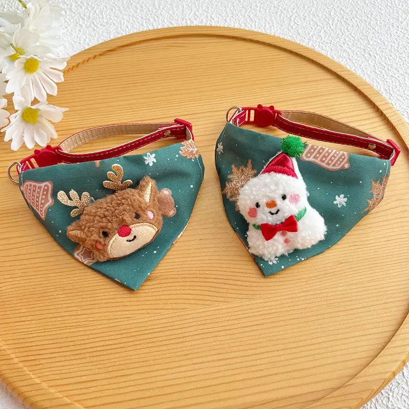 Modisches Weihnachts-Halstuch für Haustiere, verstellbares dreieckiges Halstuch, Speicheltuch für Hunde und Katzen, Halstuch mit Ring, Zubehör – Detail 4