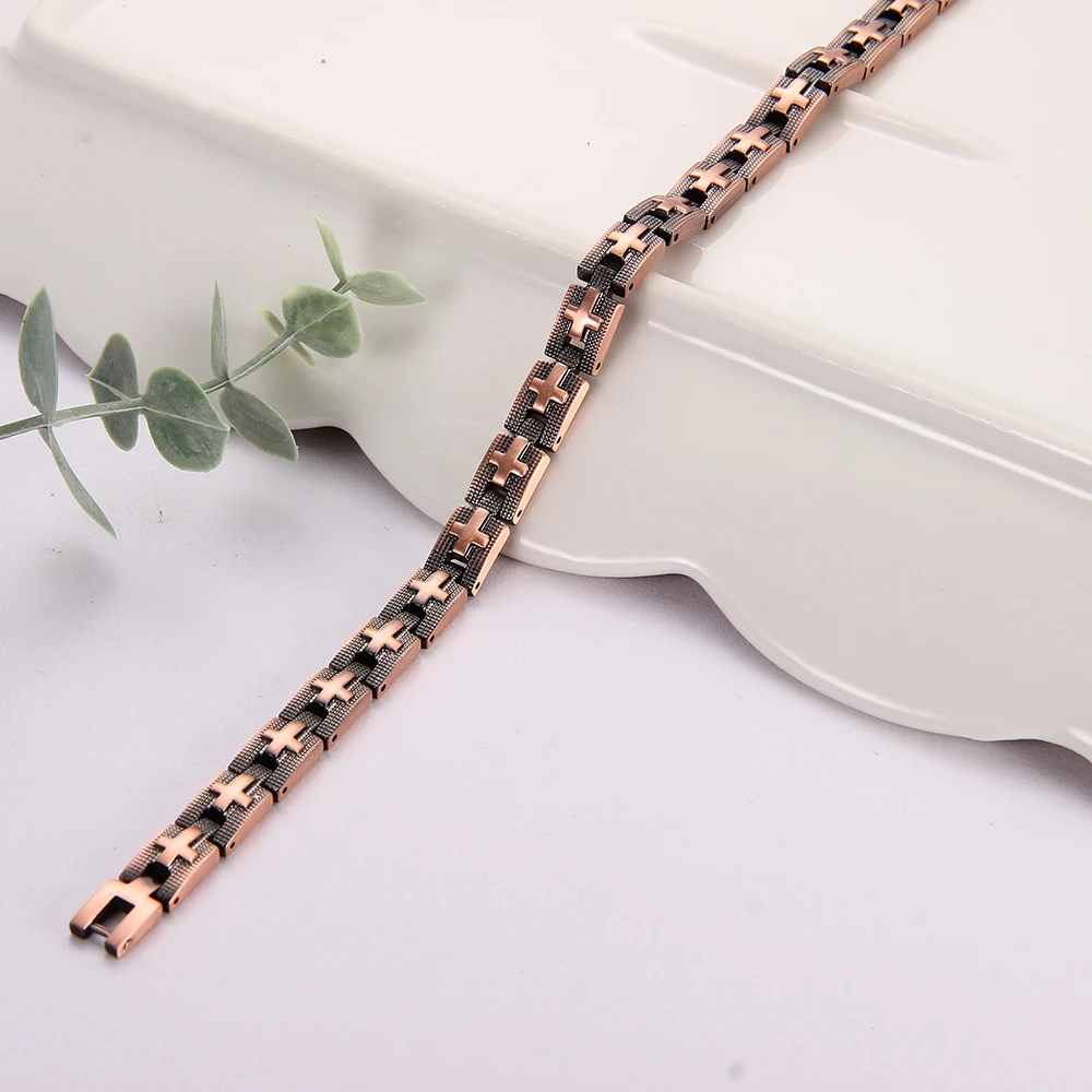 Copper magnetic anklet classic cross adjustable for family and friends gifts