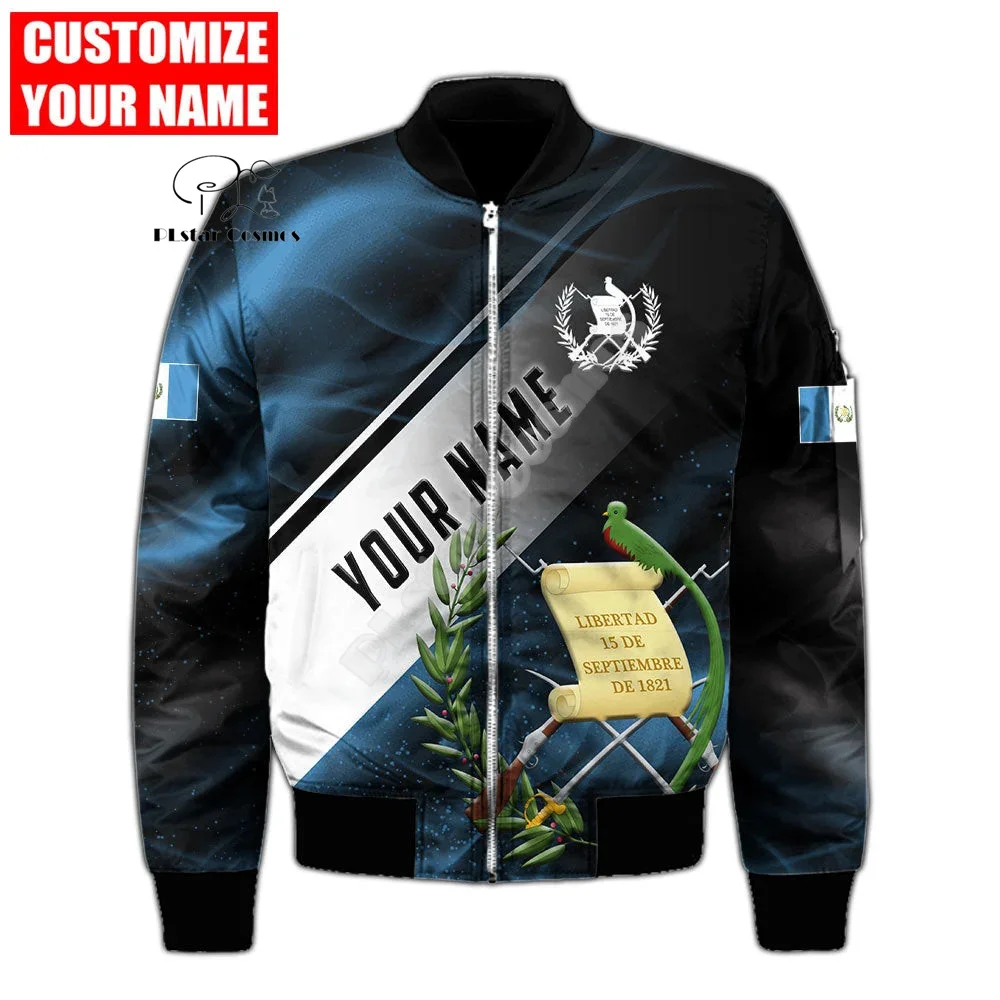 NewFashion Custom Name Country Flag Guatemala Vintage Camo Winter Warm Overcoat Streetwear 3DPrint Windbreaker Bomber Jacket X2