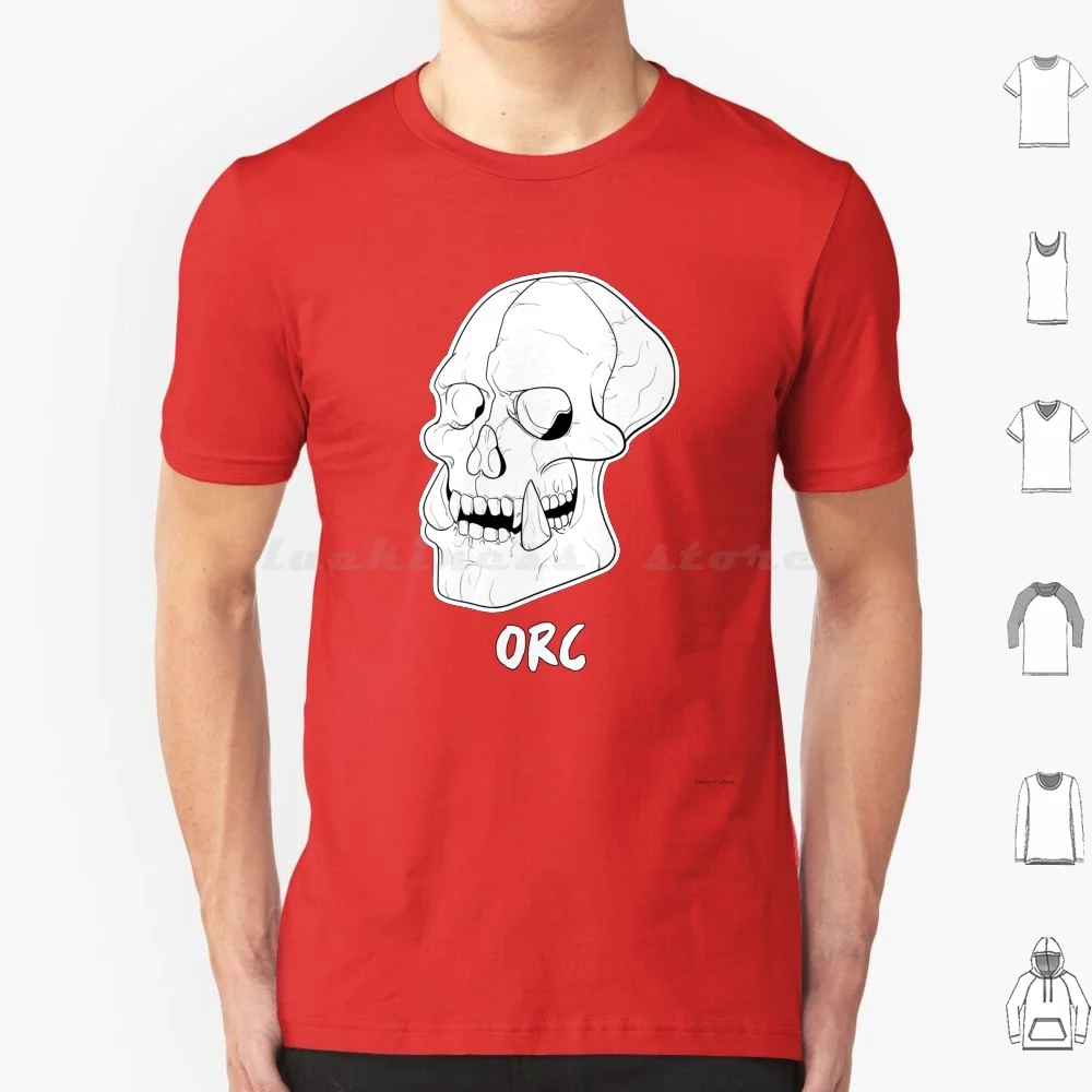 Orc الجمجمة تي شيرت 6xl القطن كول المحملة Dnd وباثفندر Orc الجمجمة الخيال سباق الوحش مخلوق الرسم التصميم الجرافيكي الميت