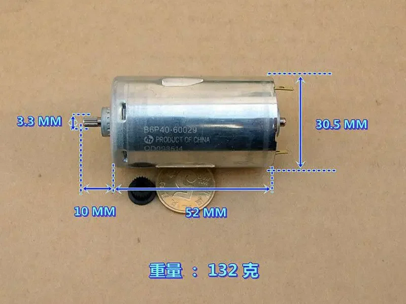 Mini MABUCHI B6P40-60029 DC 12V~24V 6300RPM Low Speed Large Torque Power Motor W/ Knurling Shaft