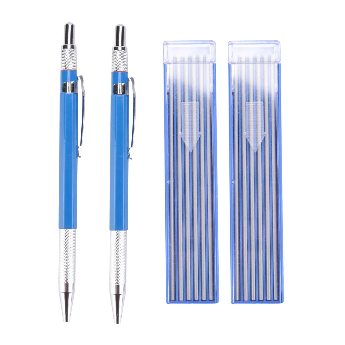 

Welders Pencil with 12Pcs Round Refills, 2.0 mm Mechanical Pencil Marker for Pipe Welder Construction Woodworking