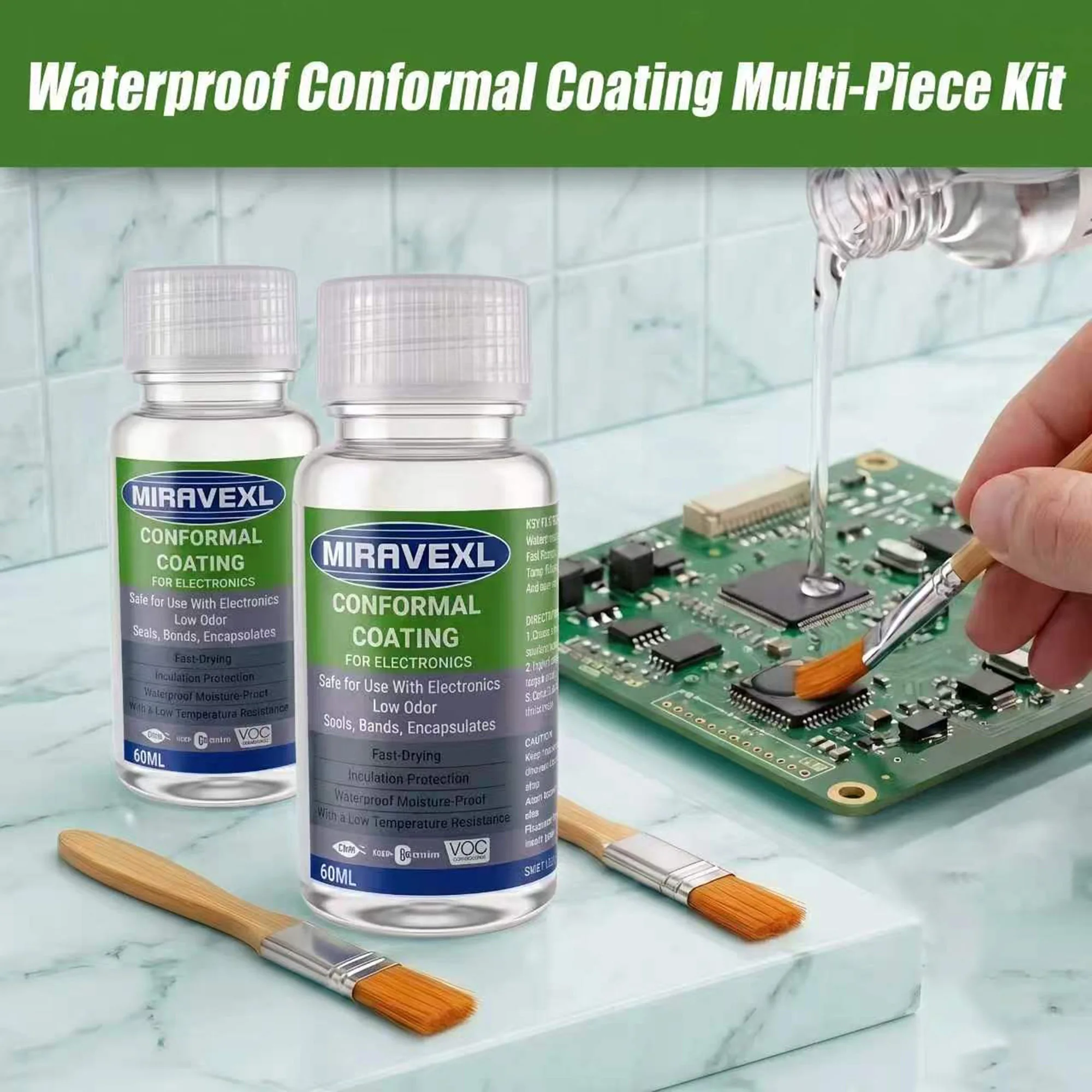 Waterproof Conformal Coating Varnish for PCB Board, Fast Drying Clear Insulating Paint for Electronics Circuit with Brush