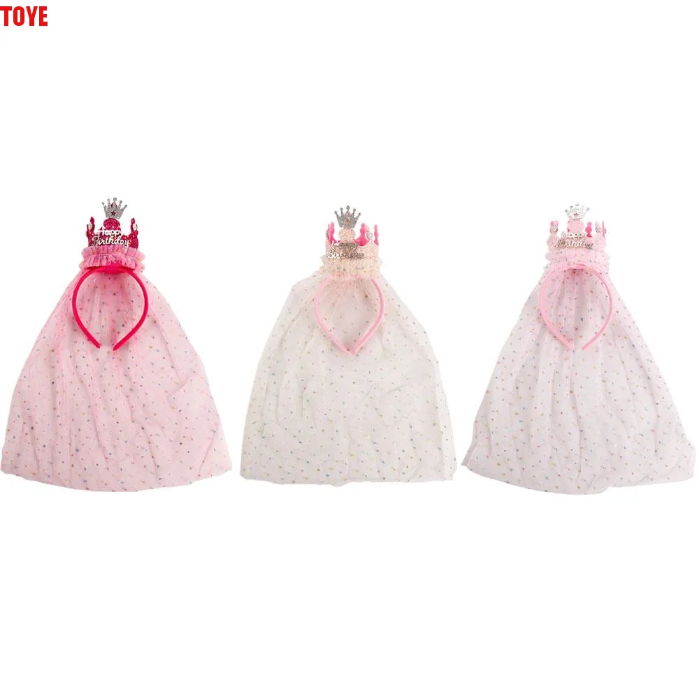 

Headwear Mesh Happy Birthday Sequin For Hair Accessories Girls Hair Hoop Birthday Hairband Korean Style Headband