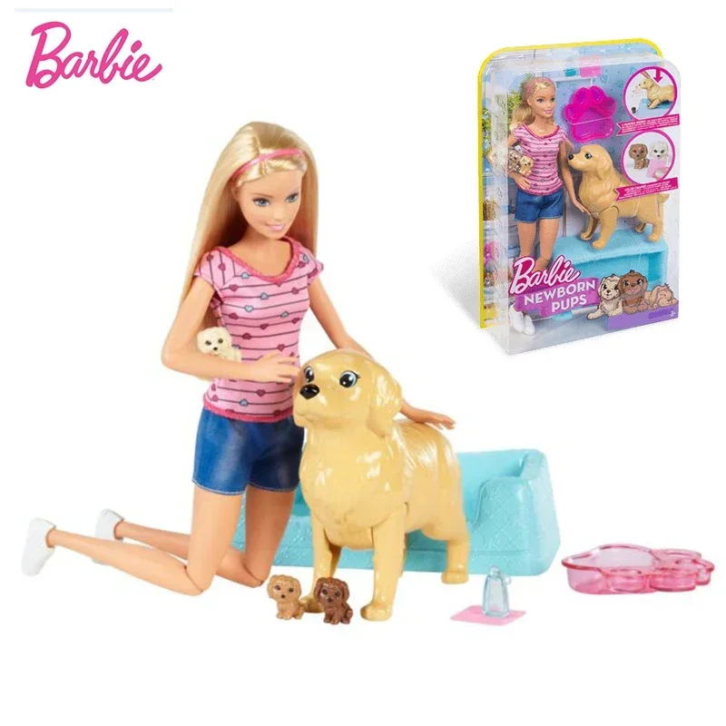 Original Barbie Newborn Pups Doll Cute Pet Care Toy Set Genuine Dog Baby Toys for Children Girl Doll Accessories Ducational Gift