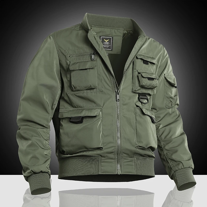 

Spring and autumn Japanese functional multi pocket outdoor American retro work suit flight jacket loose Baseball uniform jacket