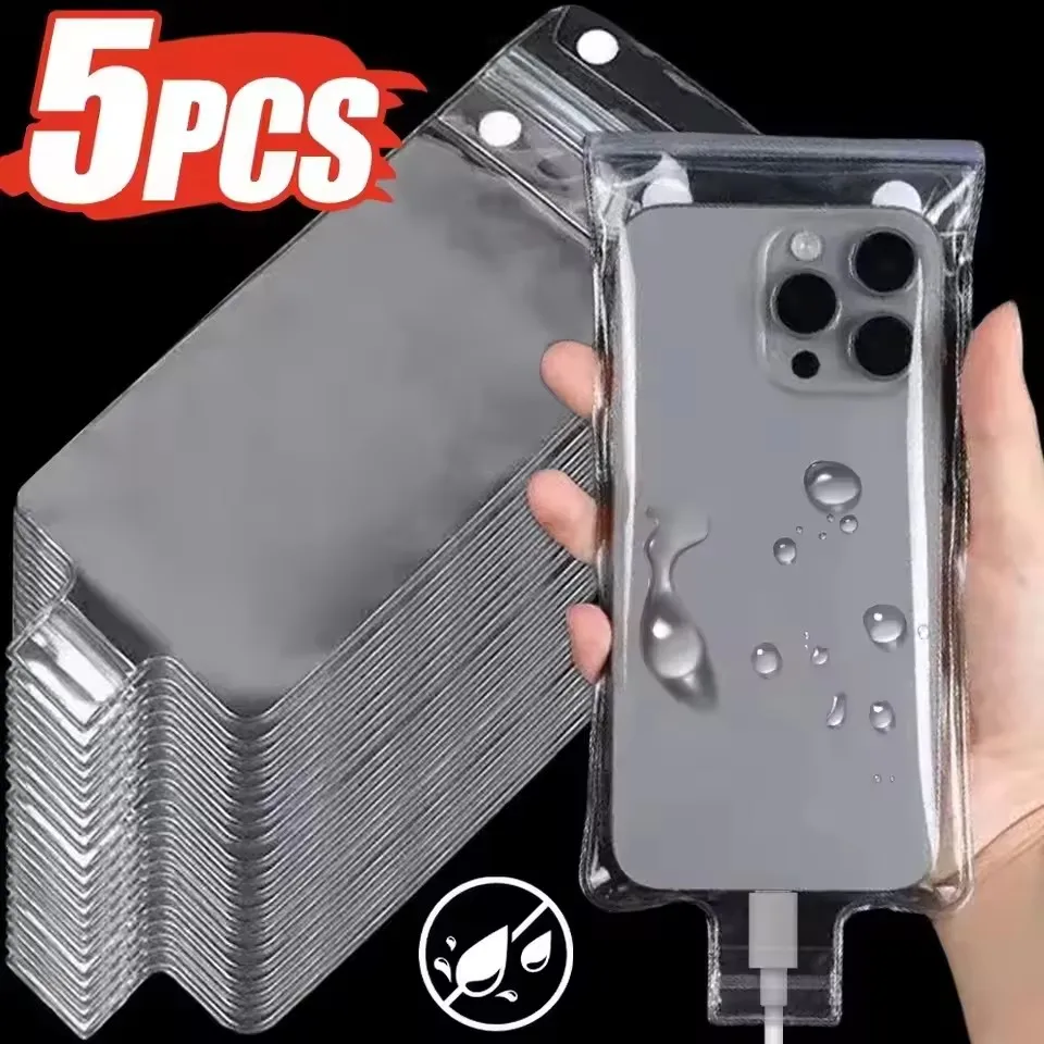 5/1 pièces Transparent étanche téléphone couvre sacs de natation sous-marin téléphone portable protecteur pochette sacs pour IPhone 16 Samsung Xiaomi