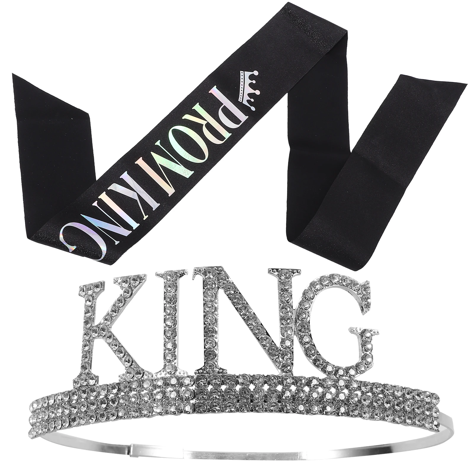 

1 set 1 Set Prom King Crown Sash Shoulder Strap Party Decorations For Men Comfortable Accessories Bachelor Prom Parties