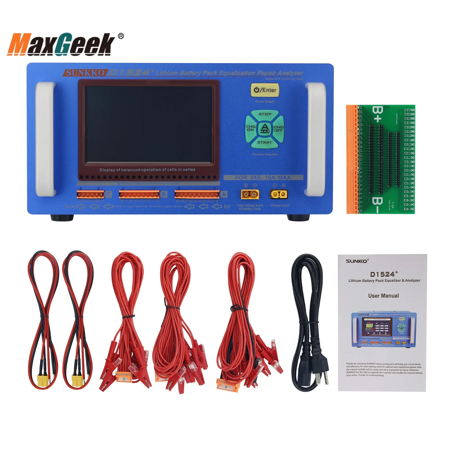 Maxgeek SUNKKO D1024 10A High Current Lithium Battery Pack Equalizer and Analyzer 2S-24S Voltage Controller Batteries Balancer